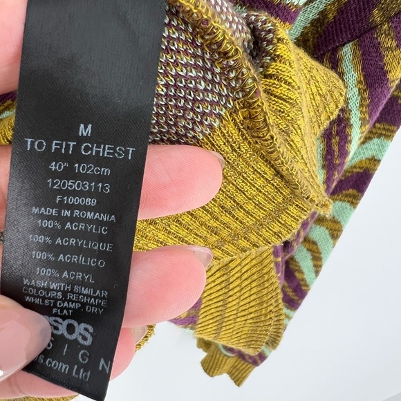 Asos Design Knit Long Sleeve Retro Sweater In Space Dye Swirly - Picture 4 of 7